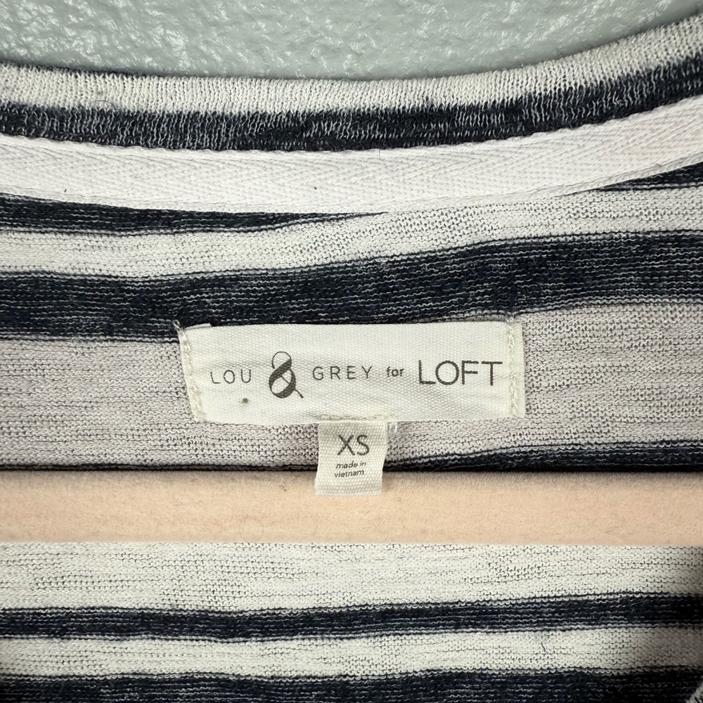 Lou & Grey For Loft V-neck Black White Striped Tee Maxi Dress LightWeight XS - Picture 7 of 11